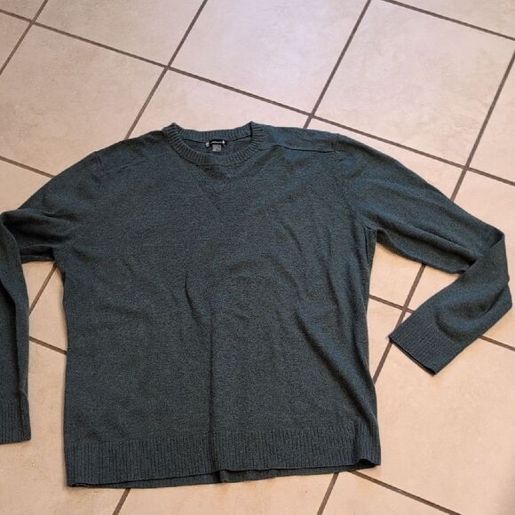 Smartwool Brookline Crew Neck Sweater Green Nylon Merino Wool blend size L - Picture 2 of 9